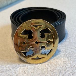 Tory Burch Leather Belt with Gold Buckle